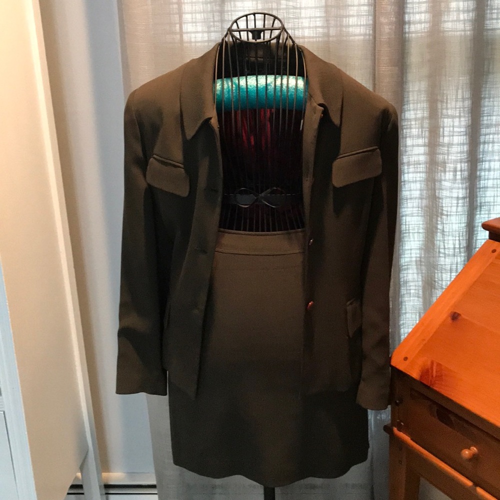 Olive Skirt Suit
